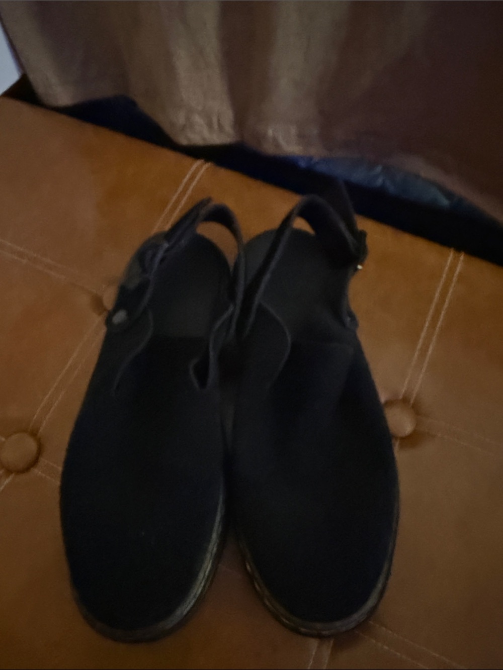 Dr. Martens Black Suede Slingback Sandals with Yellow Stitching